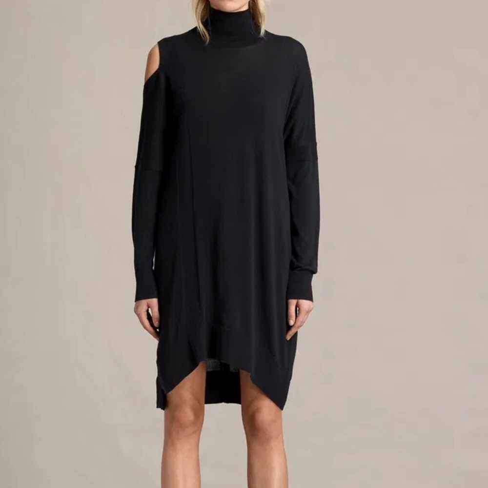 NWT ALLSAINTS Black Turtleneck Dress